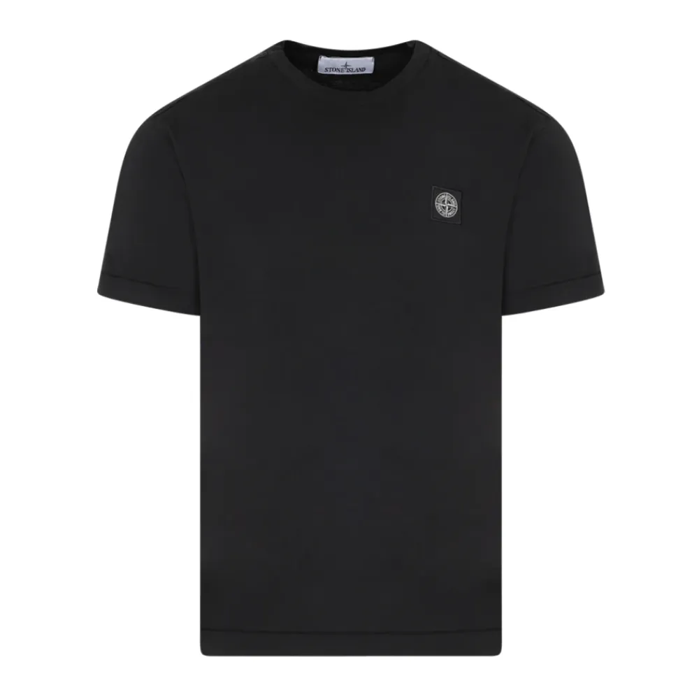 T-Shirts<Stone Island Bomuldst-shirt med Logomærke Sort