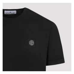T-Shirts<Stone Island Bomuldst-shirt med Logomærke Sort