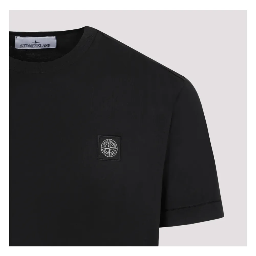 T-Shirts<Stone Island Bomuldst-shirt med Logomærke Sort
