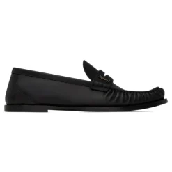Loafers<Saint Laurent Cassandre Loafers Håndsyet Læder Sort