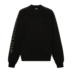 Sweatshirts<Jacquemus Crew Neck Sweater Flocked Logo Sort