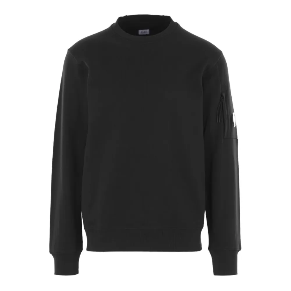 Trøjer|Sweatshirts<C.P. Company Crew Neck Sweater med Lomme Sort