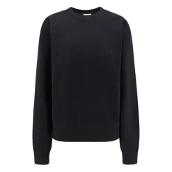 Sweatshirts<Saint Laurent Crew-neck Sweater med Cassandre Broderi Sort