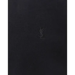Sweatshirts<Saint Laurent Crew-neck Sweater med Cassandre Broderi Sort