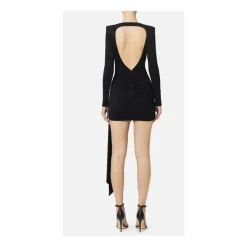Kjoler^Elisabetta Franchi Cross-Neck Draperet Mini Kjole Sort