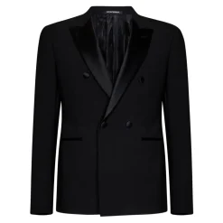 Jakkesæt^Emporio Armani enkeltbrystet jakkesæt med satinrevers Sort