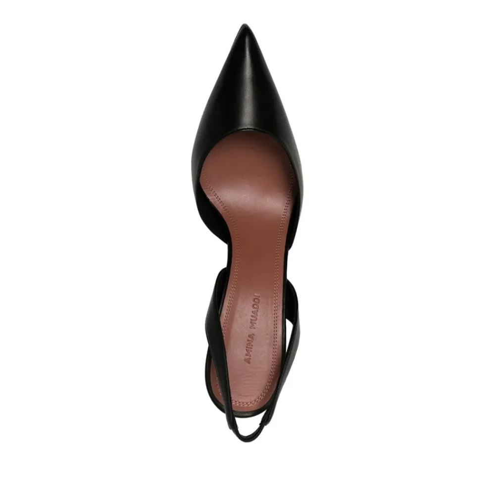 Pumps|Stiletter^Amina Muaddi hælet slingback sandal Sort