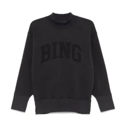 Sweatshirts^Anine Bing Jersey Sweatshirt med Logo Print Sort