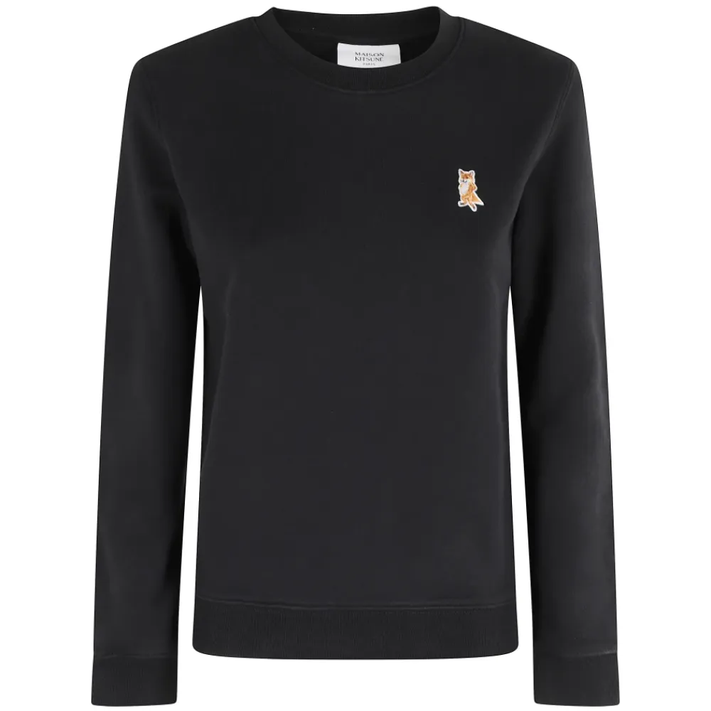 Sweatshirts^Maison Kitsuné Lady Fox Sweatshirt med Logo Sort
