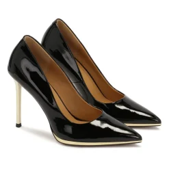 Pumps^Kazar lakerede pumps med guld hæl Sort
