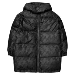 Jakker^Fendi Lang Nylonjakke med FF-Logo Sort