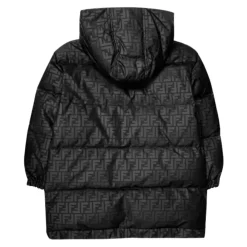 Jakker^Fendi Lang Nylonjakke med FF-Logo Sort