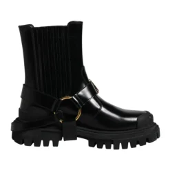 Chelsea Boots<Dolce & Gabbana Læder Ankel Spænde Støvler Sort