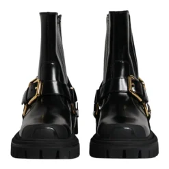 Chelsea Boots<Dolce & Gabbana Læder Ankel Spænde Støvler Sort