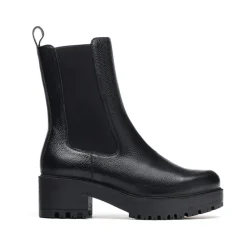 Chelsea Boots^Wonders læder ankelstøvle med elastiske paneler Sort