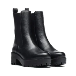 Chelsea Boots^Wonders læder ankelstøvle med elastiske paneler Sort