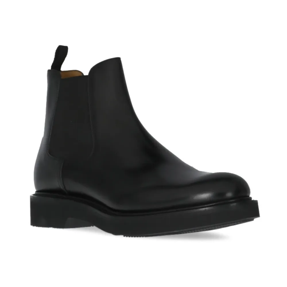 Chelsea Boots<Church's Læder Ankelstøvler med Elastikbånd Sort