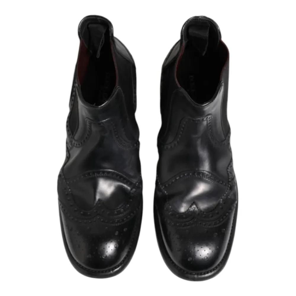 Chelsea Boots<Dolce & Gabbana læder ankelstøvler slip on Sort