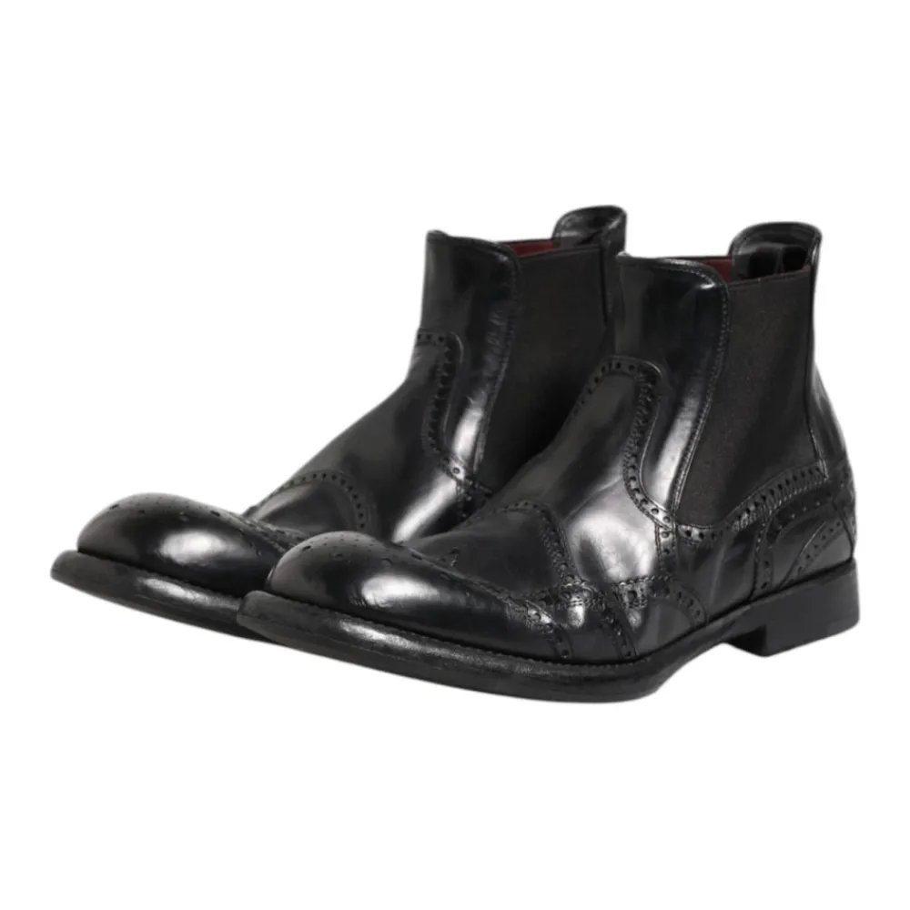 Chelsea Boots<Dolce & Gabbana læder ankelstøvler slip on Sort