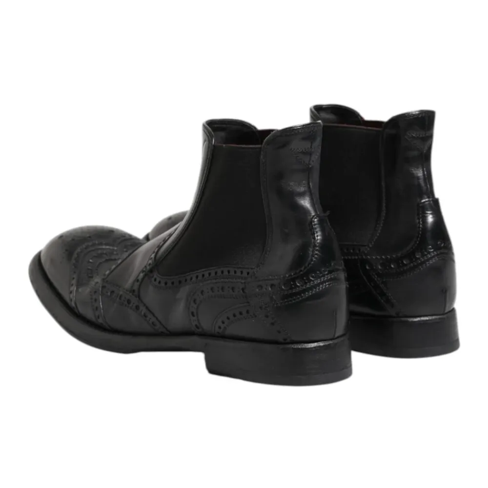 Chelsea Boots<Dolce & Gabbana læder ankelstøvler slip on Sort