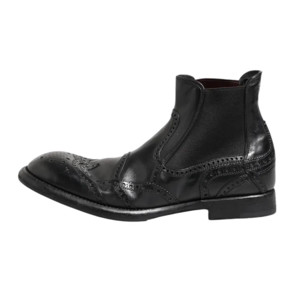 Chelsea Boots<Dolce & Gabbana læder ankelstøvler slip on Sort