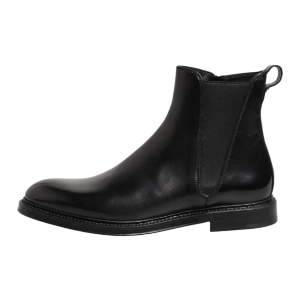 Chelsea Boots<Dolce & Gabbana læder Chelsea mid-calf støvler Sort