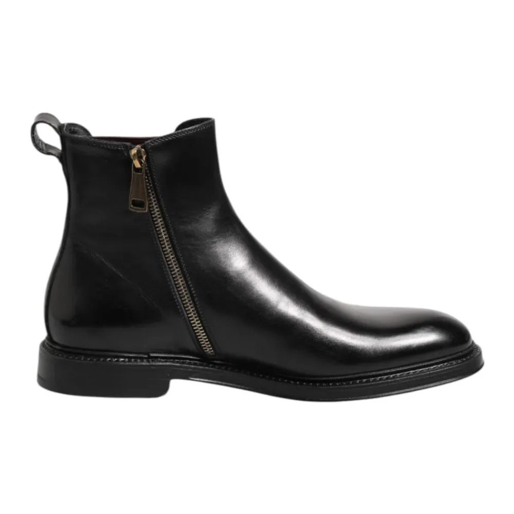 Chelsea Boots<Dolce & Gabbana læder Chelsea mid-calf støvler Sort