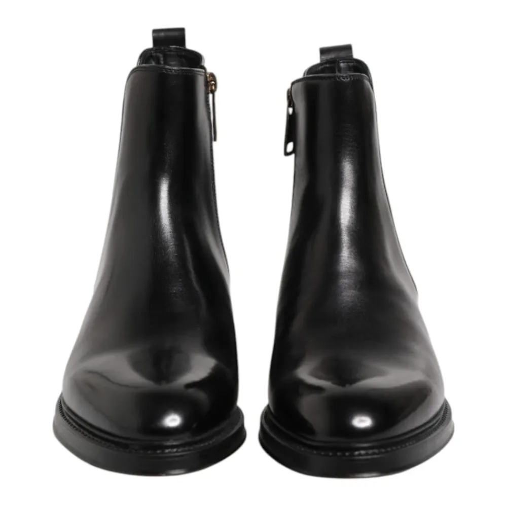 Chelsea Boots<Dolce & Gabbana læder Chelsea mid-calf støvler Sort