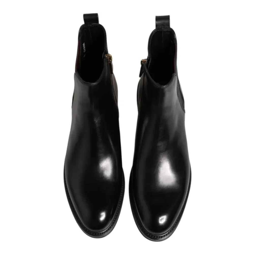 Chelsea Boots<Dolce & Gabbana læder Chelsea mid-calf støvler Sort