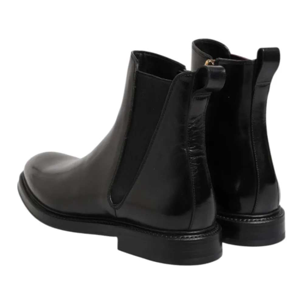 Chelsea Boots<Dolce & Gabbana læder Chelsea mid-calf støvler Sort