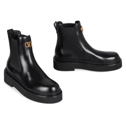 Chelsea Boots^Valentino Garavani Læder Chelsea Støvler Elastiske Indsæt Sort