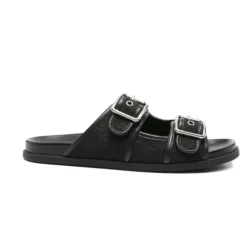 Sandaler^Gucci Læder Dobbeltspænde Sandaler Sort