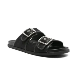 Sandaler^Gucci Læder Dobbeltspænde Sandaler Sort