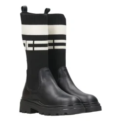 Støvler<Elisabetta Franchi Læder Høj Legging Støvler Sort