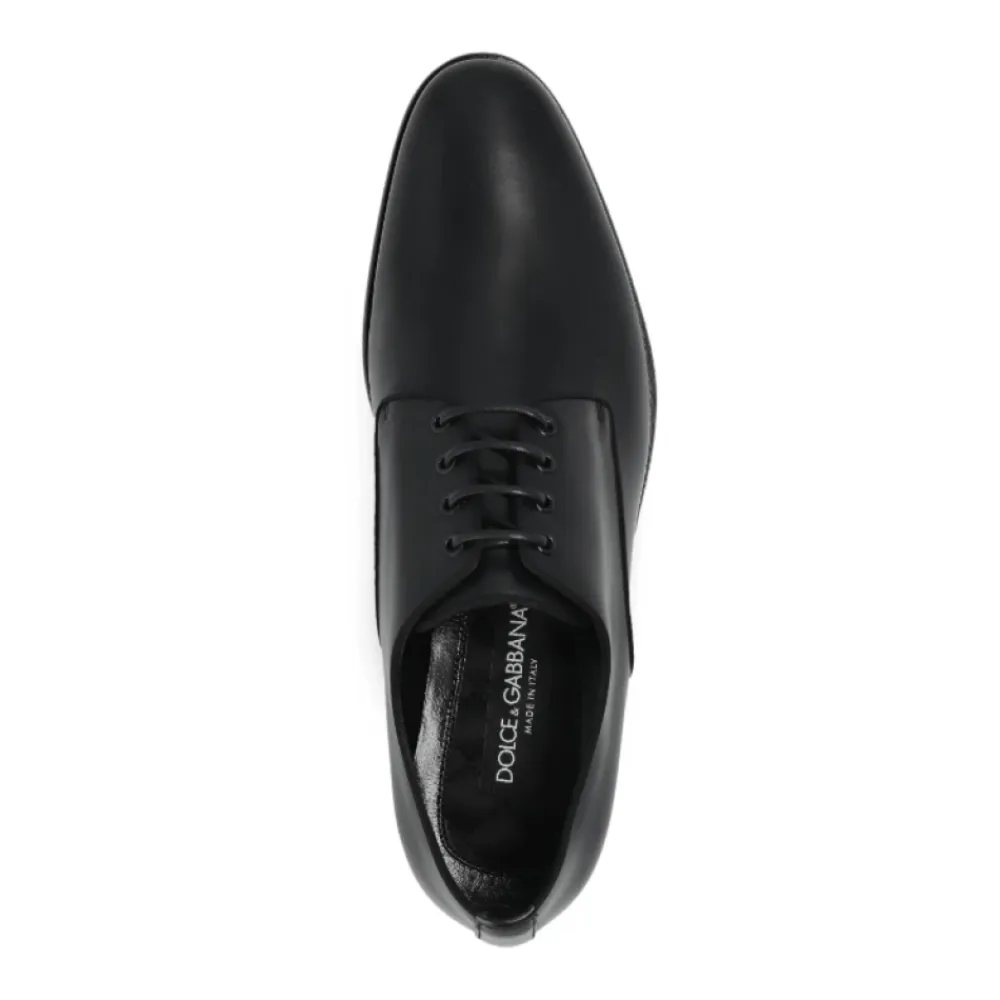 Snøresko<Dolce & Gabbana Læder Oxford Sko med Mandelformet Tå Sort