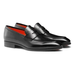 Loafers^Santoni Læder Penny Loafer Sort