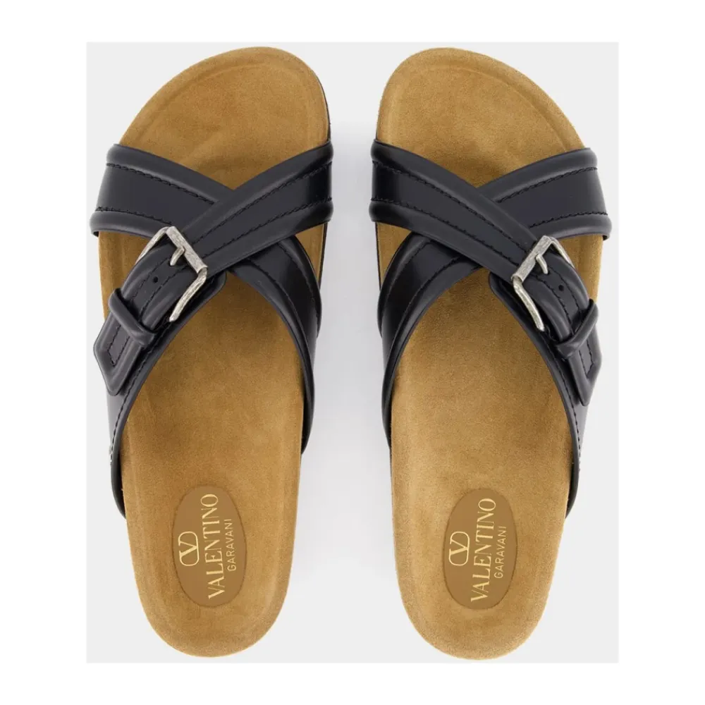 Sandaler^Valentino Garavani læder slide sandaler Sort