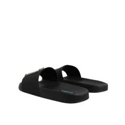 Sandaler<Dolce & Gabbana læder slides med nitter Sort