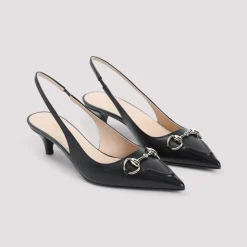 Pumps|Stiletter<Gucci læder slingback med Horsebit detalje Sort