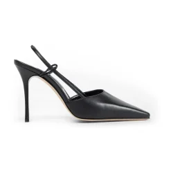 Pumps^Manolo Blahnik læder slingback stilet hæle Sort