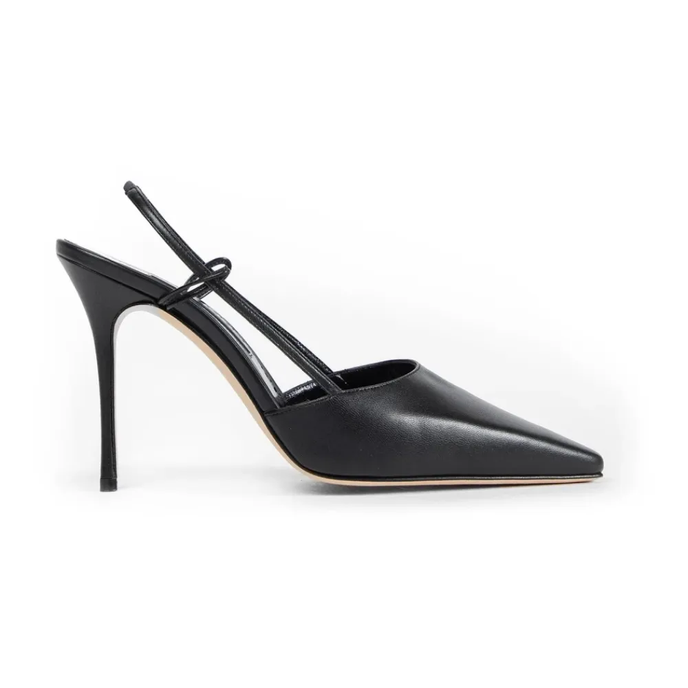 Pumps^Manolo Blahnik læder slingback stilet hæle Sort