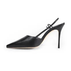Pumps^Manolo Blahnik læder slingback stilet hæle Sort