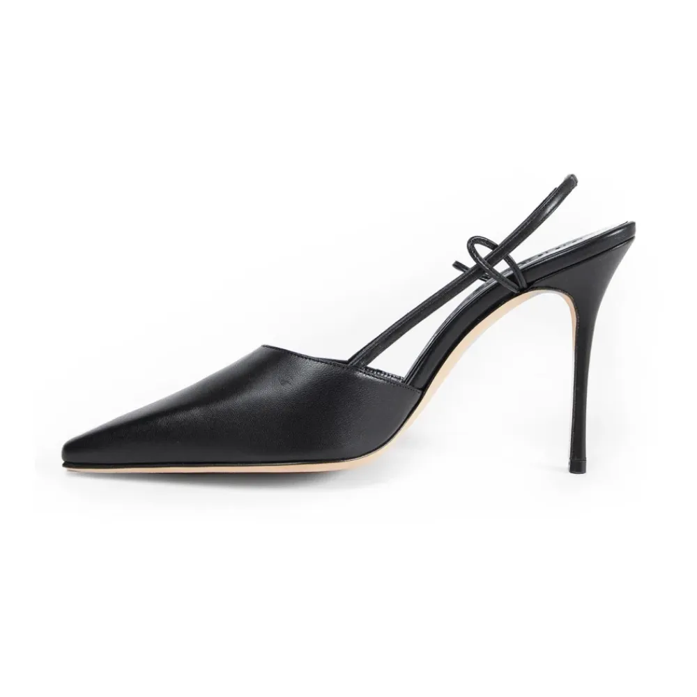 Pumps^Manolo Blahnik læder slingback stilet hæle Sort