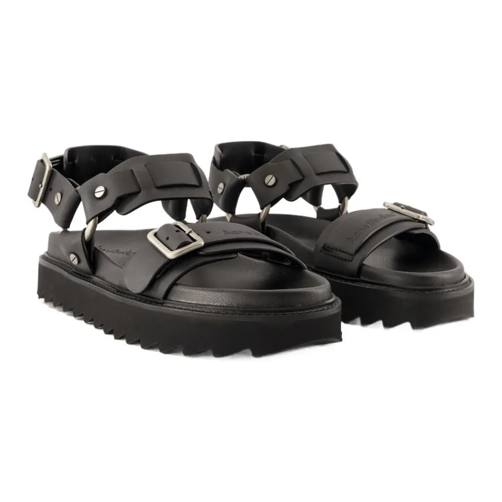 Sandaler^Acne Studios Læder Spænde Sandaler Sort