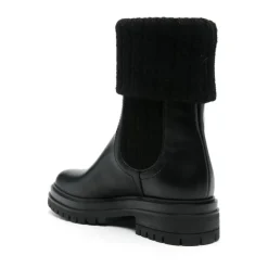 Chelsea Boots^Gianvito Rossi Læder Strik Støvler Italien Sort