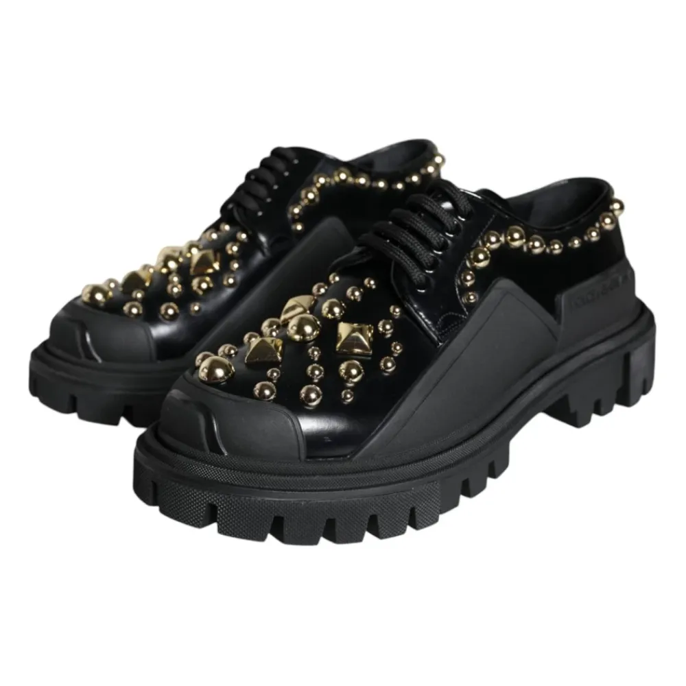 Snøresko<Dolce & Gabbana Læder Trekking Derby Sko Sort