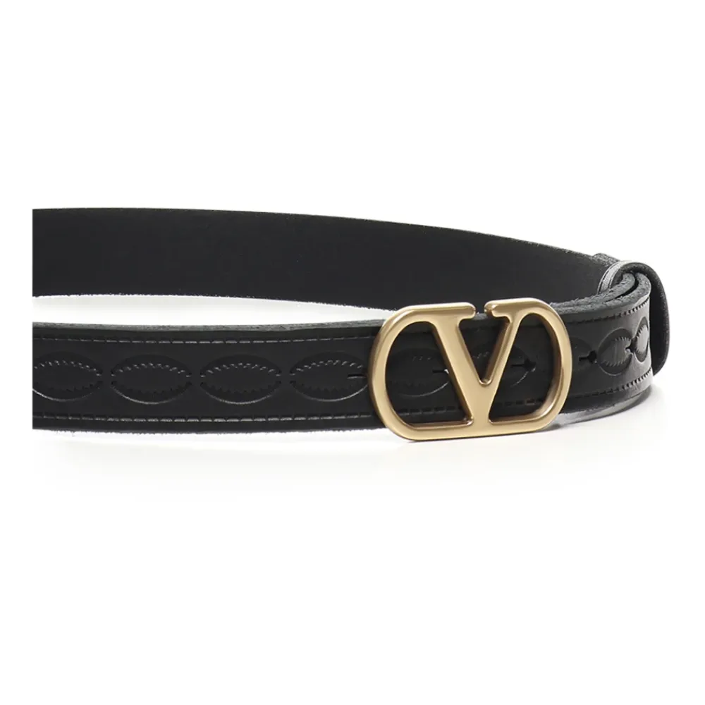 Bælter<Valentino Garavani læder Vlogo Signature bælte Sort