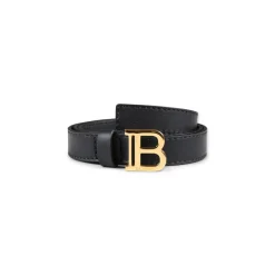 Bælter & Seler<Balmain læderbælte med gul spænde Sort
