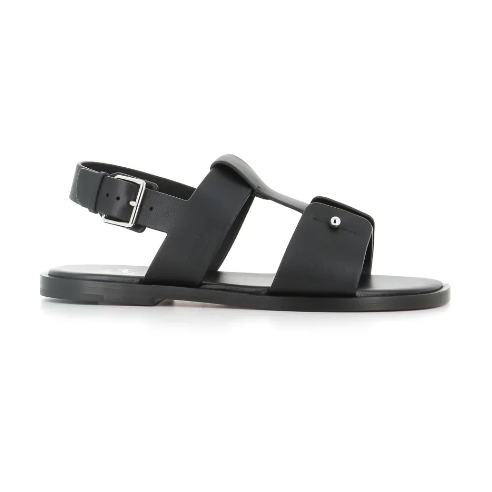 Sandaler<Christian Louboutin lædersandal med sølvnål Sort