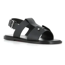 Sandaler<Christian Louboutin lædersandal med sølvnål Sort
